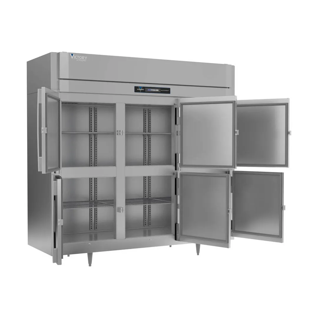 Victory FSA-3D-S1-EW-HD-HC 85.5" 3-Section Reach-In Freezer, 6 Half Solid Doors, Top Mounted, 74 cu. ft., Stainless Steel