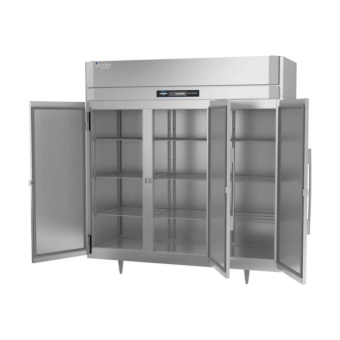 Victory FSA-3D-S1-HC 77.75" 3-Solid Door Reach-In Freezer, Top Mounted, 68 cu. ft., Stainless Steel Exterior, Aluminum Interior