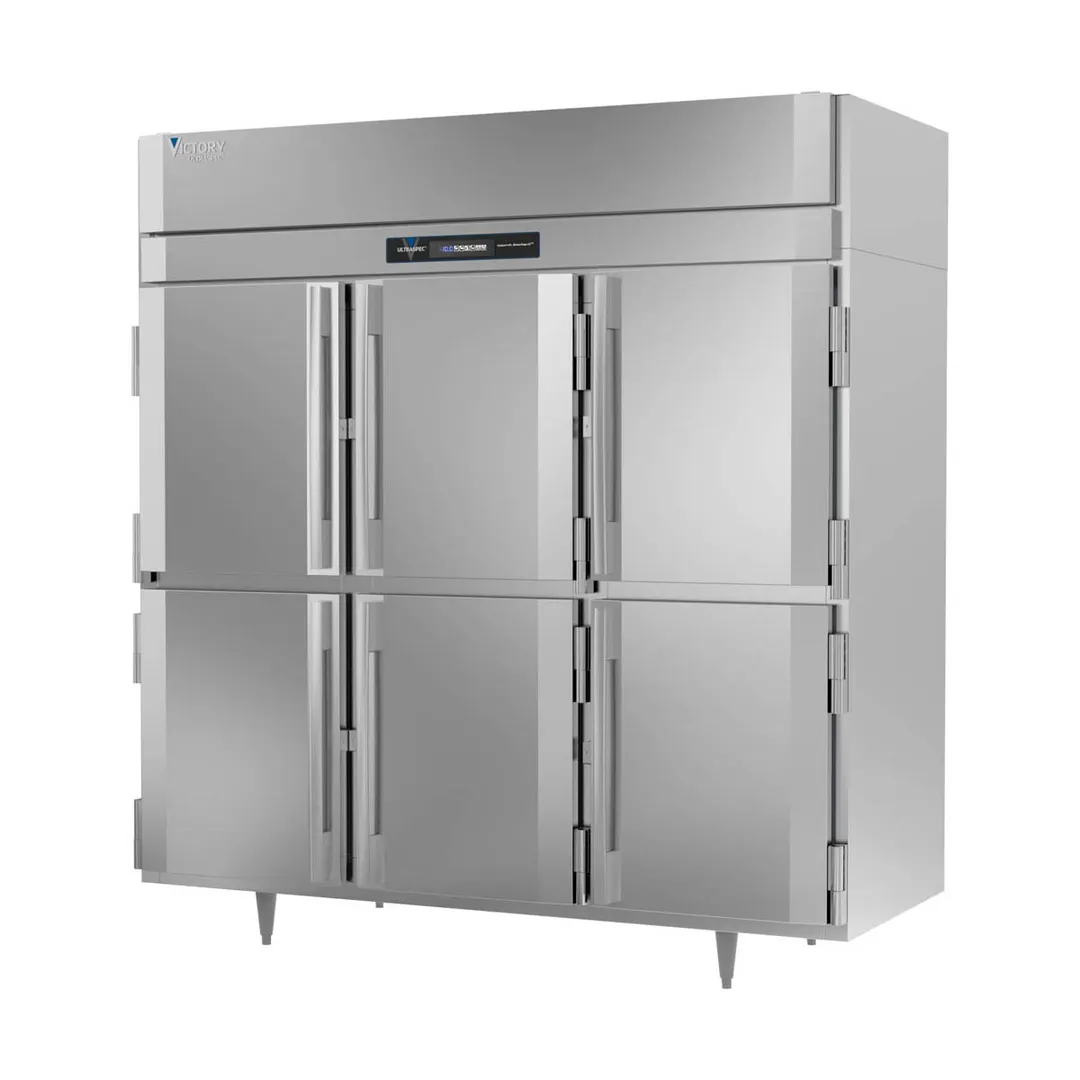 Victory FSA-3D-S1-HD-HC 77.75" 3-Section Reach-In Freezer, 6 Half Solid Doors, Top Mounted, 68 cu. ft., Stainless Steel