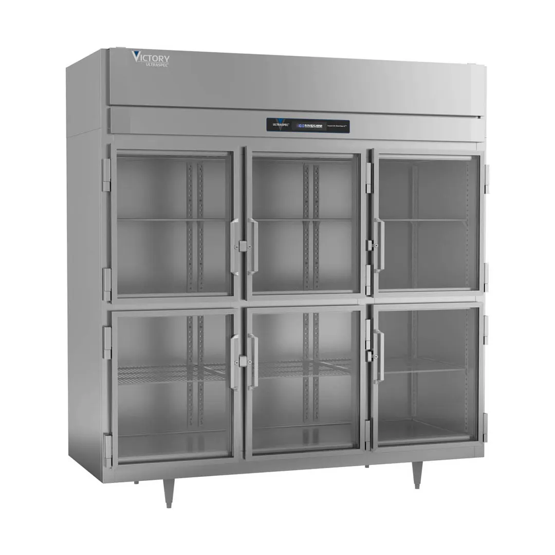 Victory FSA-3D-S1-HG-HC 77.75" 3-Section Reach-In Freezer, 6 Half Glass Doors, Top Mounted, 68 cu. ft.
