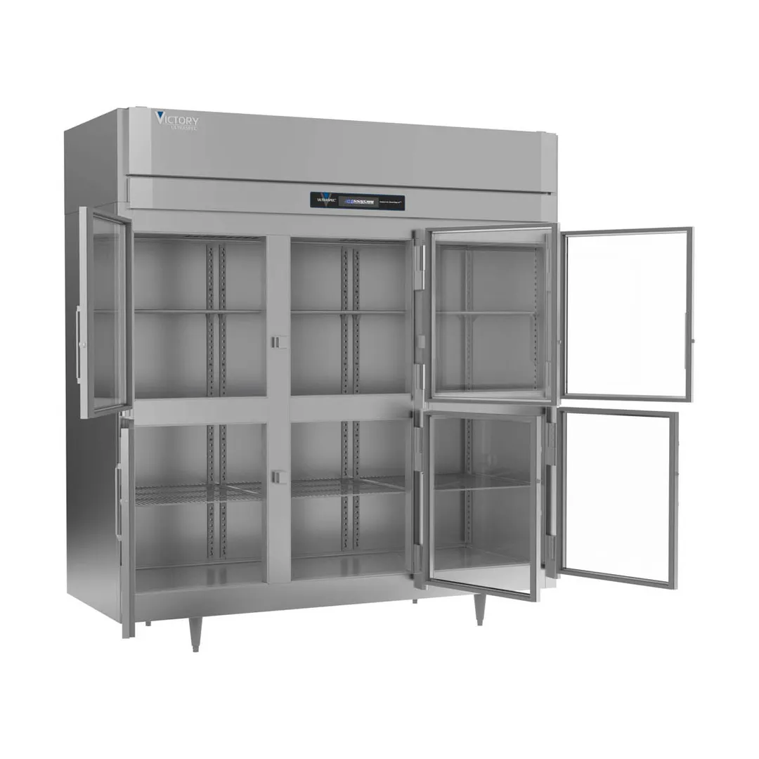 Victory FSA-3D-S1-HG-HC 77.75" 3-Section Reach-In Freezer, 6 Half Glass Doors, Top Mounted, 68 cu. ft.