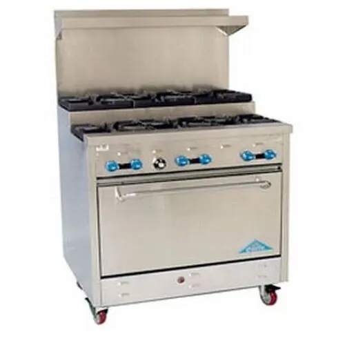 Comstock-Castle FSU330 36" Gas Restaurant Range, (6) Open Burners w/ (3) Step-Up, (1) Standard Oven, 174.000 BTU