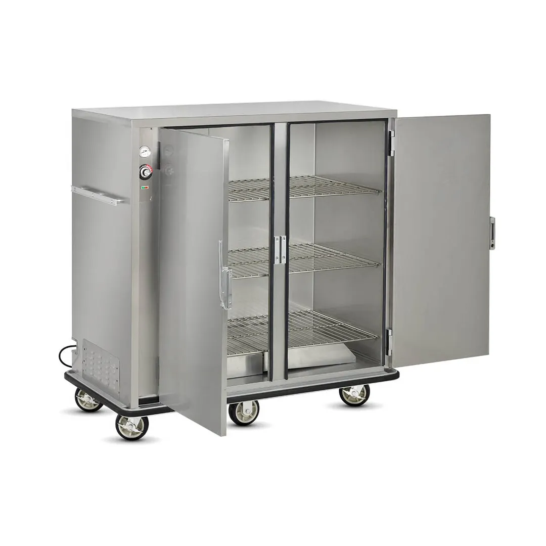 FWE A-120-2-XL 2-Door Heated Holding Cabinet 55-60" Height 120 Capacity Stainless Steel 6" Casters