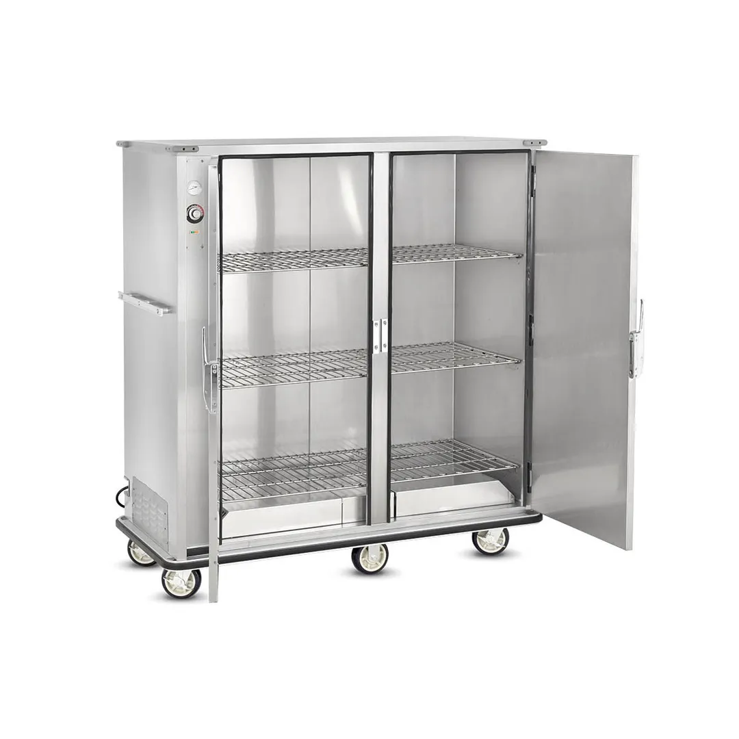 FWE A-180-2 2-Door Heated Cabinet, 180‑Plate, 67"‑72" Height, Stainless, Thermo Ctrl, 6" Casters