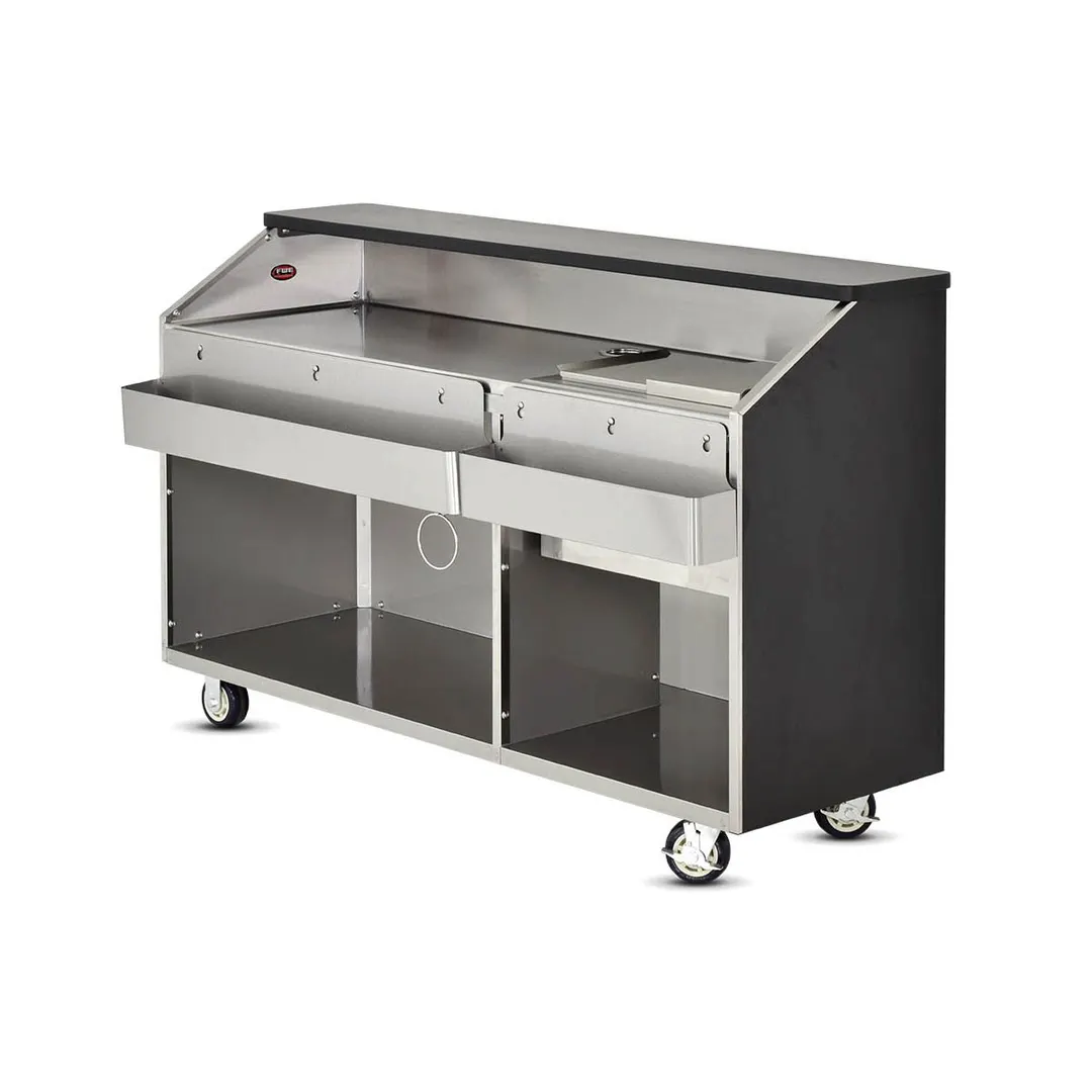 FWE BBC-6 50 lb. Ice Bin Removable Speed Rack-72" Portable Bar-Laminate Front & Side Panels