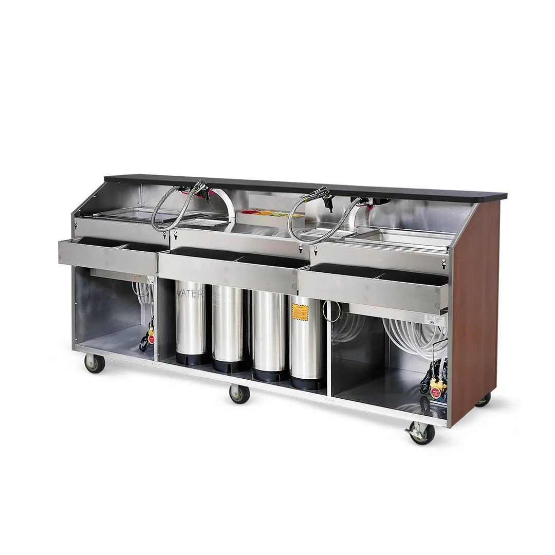 FWE BBC-8 100 lb. Ice Bin Removable Speed Rack-95" Portable Bar-Laminate Front & Side Panels