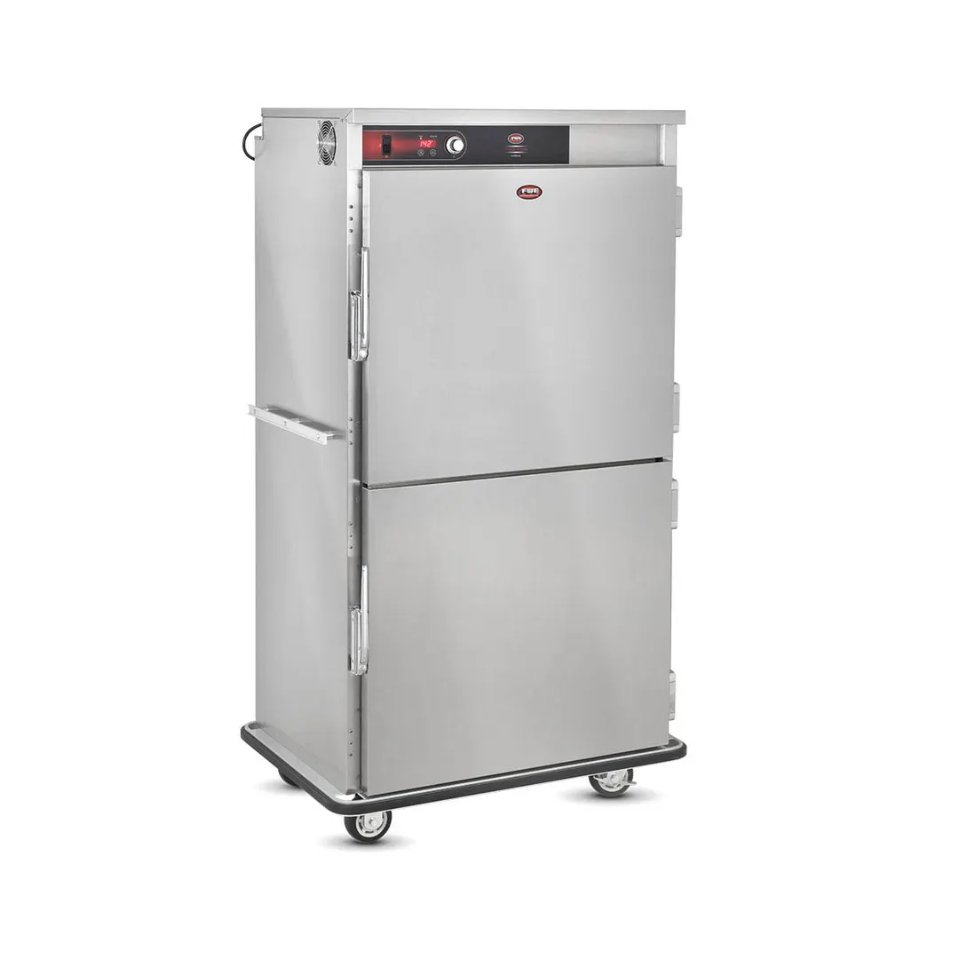 FWE BT-96120 96‑120 Plate Heated Banquet Cabinet, 2‑Door Steel, 73‑78” Height, Casters, 90‑190°F