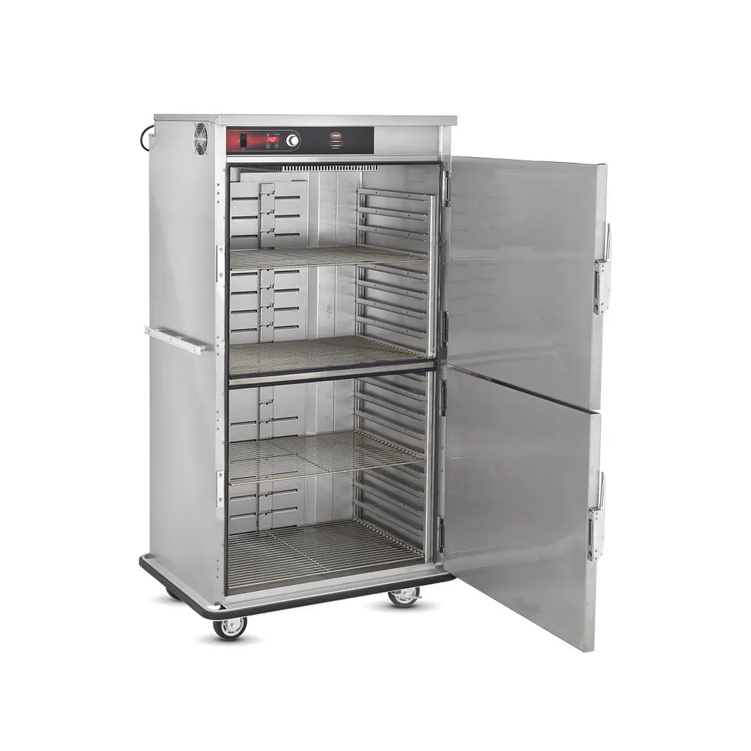 FWE BT-96120 96‑120 Plate Heated Banquet Cabinet, 2‑Door Steel, 73‑78” Height, Casters, 90‑190°F