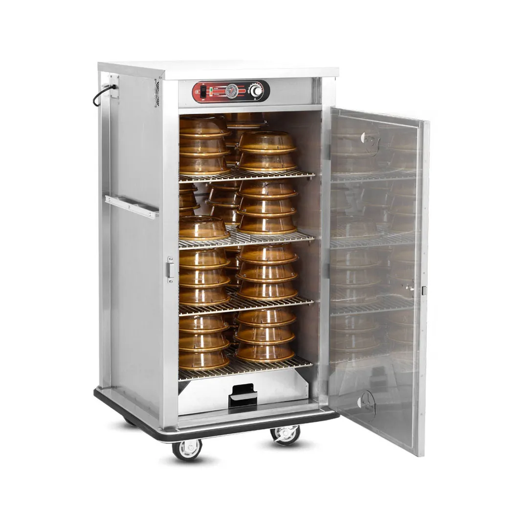 FWE E-480-XL Heated Banquet Cabinet - 48 Plates, 61"-66" Height, Electric, Steel, Drawer 6" Casters