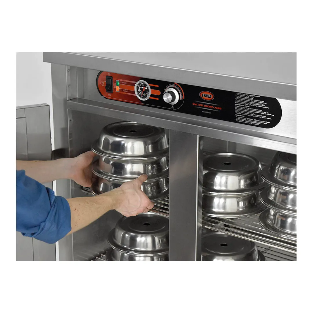 FWE E-720 1-Section 2-Door Holding Cabinet, 61"-66" Height, 72 Plate Capacity, Electric Forced Air