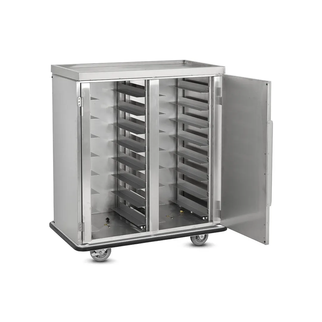 FWE ETC-16 Stainless Steel 16 Tray Mobile Patient Meal Delivery Cart