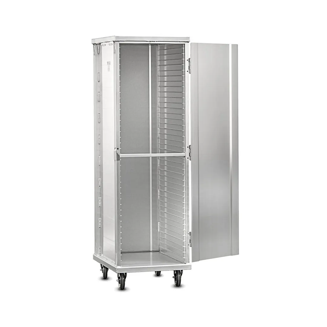 FWE ETC-1826-15-40-AL 40 Pan Aluminum Bun / Food Pan Enclosed Transport Cabinet w/ 1-1/2" Bottom Load Slides