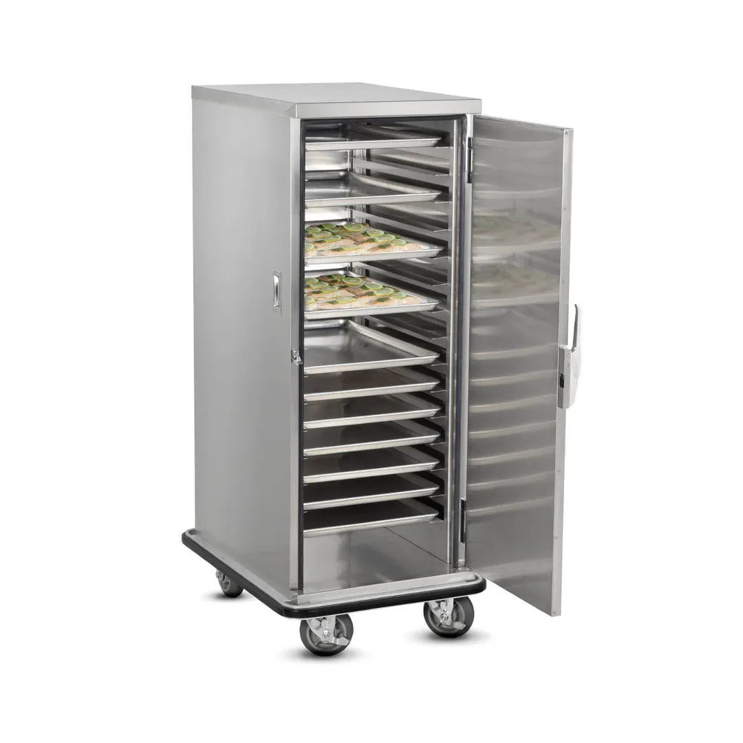 FWE ETC-1826-16 16 Pan Stainless Steel Bun / Food Pan Enclosed Transport Cabinet w/ 3" Bottom Load Slides