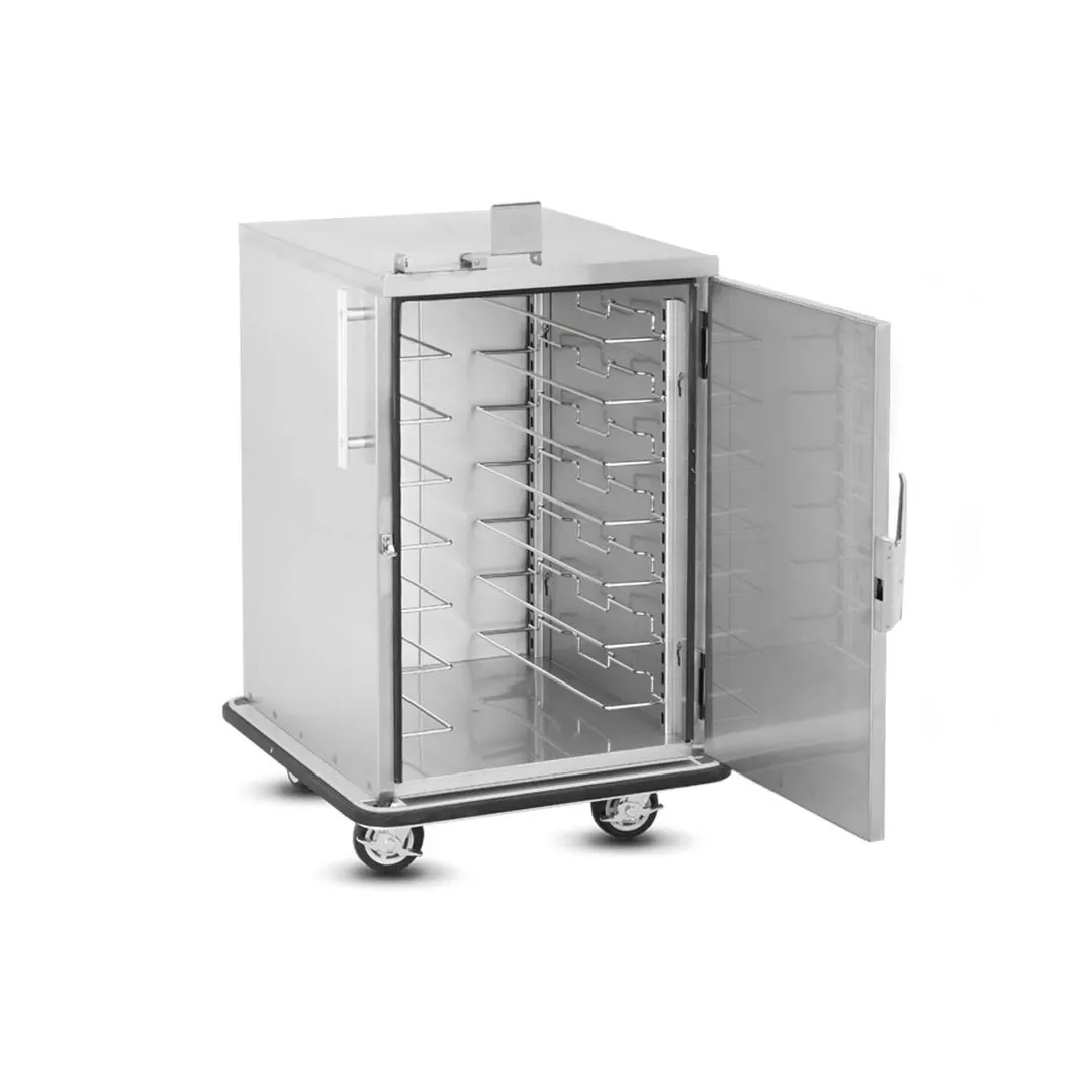 FWE ETC-UA-7INS 7 Pan Mobile Stainless Steel 1/2 Height Bun / Food Pan Enclosed Transport w/ 4-1/2" Bottom Load Slides