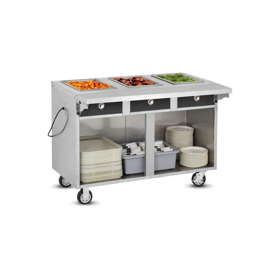 FWE HLC-3W6-1-DRN 51" Handy Line Serving Cabinet, (3) Wells