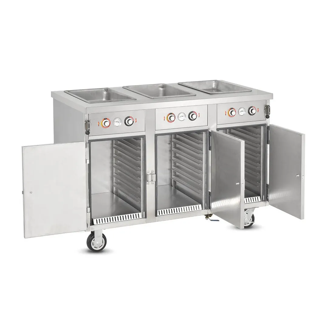 FWE HLC-3W6-7H-21-DRN 51" Handy Line Serving Cabinet, (3) Wells