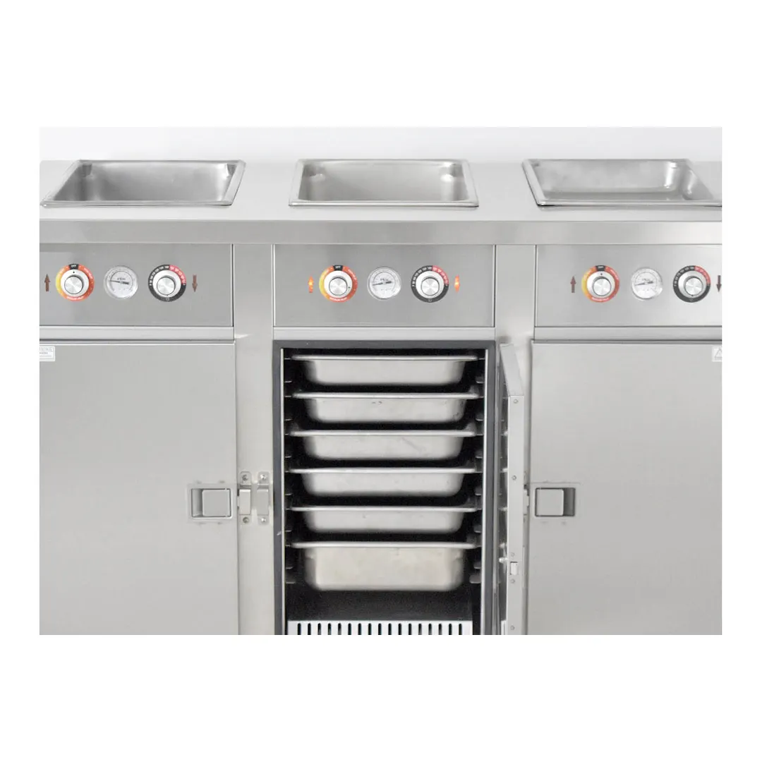 FWE HLC-3W6-7H-21-DRN 51" Handy Line Serving Cabinet, (3) Wells