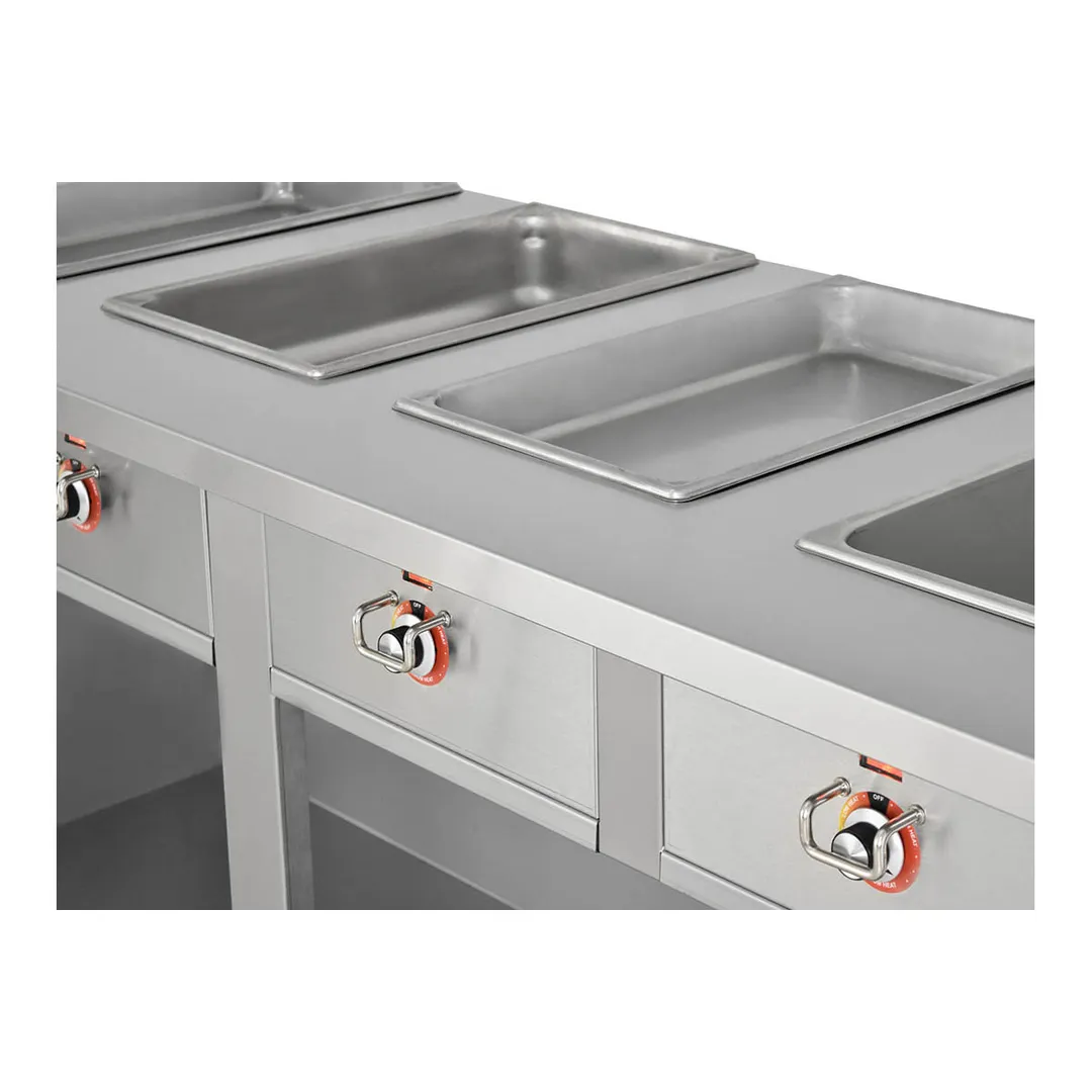 FWE HLC-4W6-1-DRN 68" Handy Line Serving Cabinet, (4) Wells