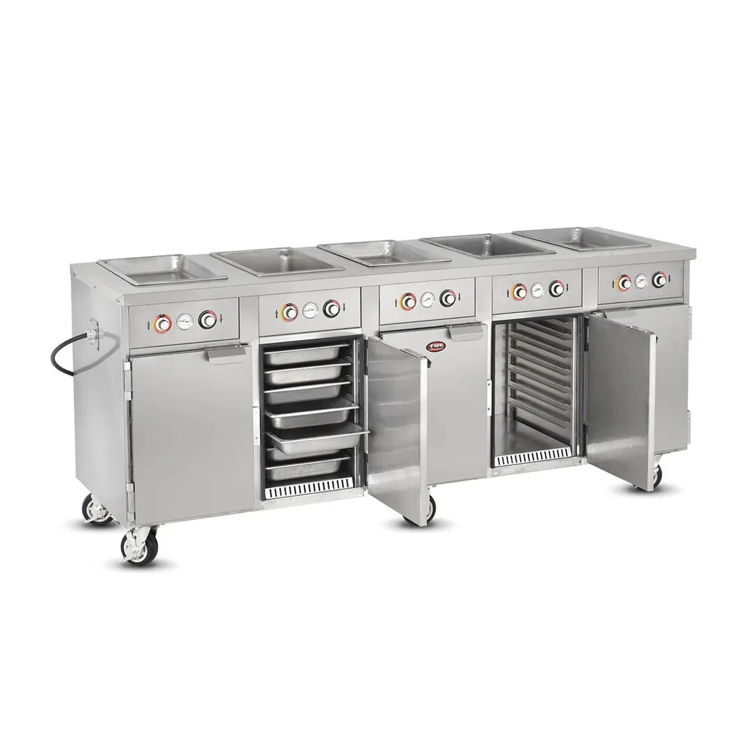 FWE HLC-5W6-7H-35-DRN 86" Handy Line Serving Cabinet, (5) Wells