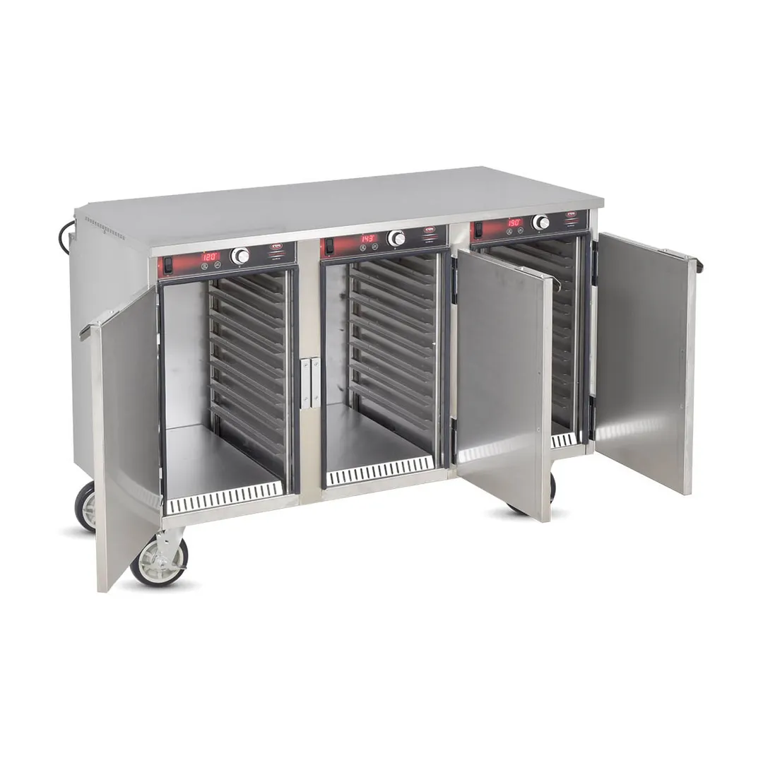 FWE HLC-8H-24 "1/2-Height" 3-Door Solid Door Heated Holding Cabinet, 3-Section, Stainless Steel