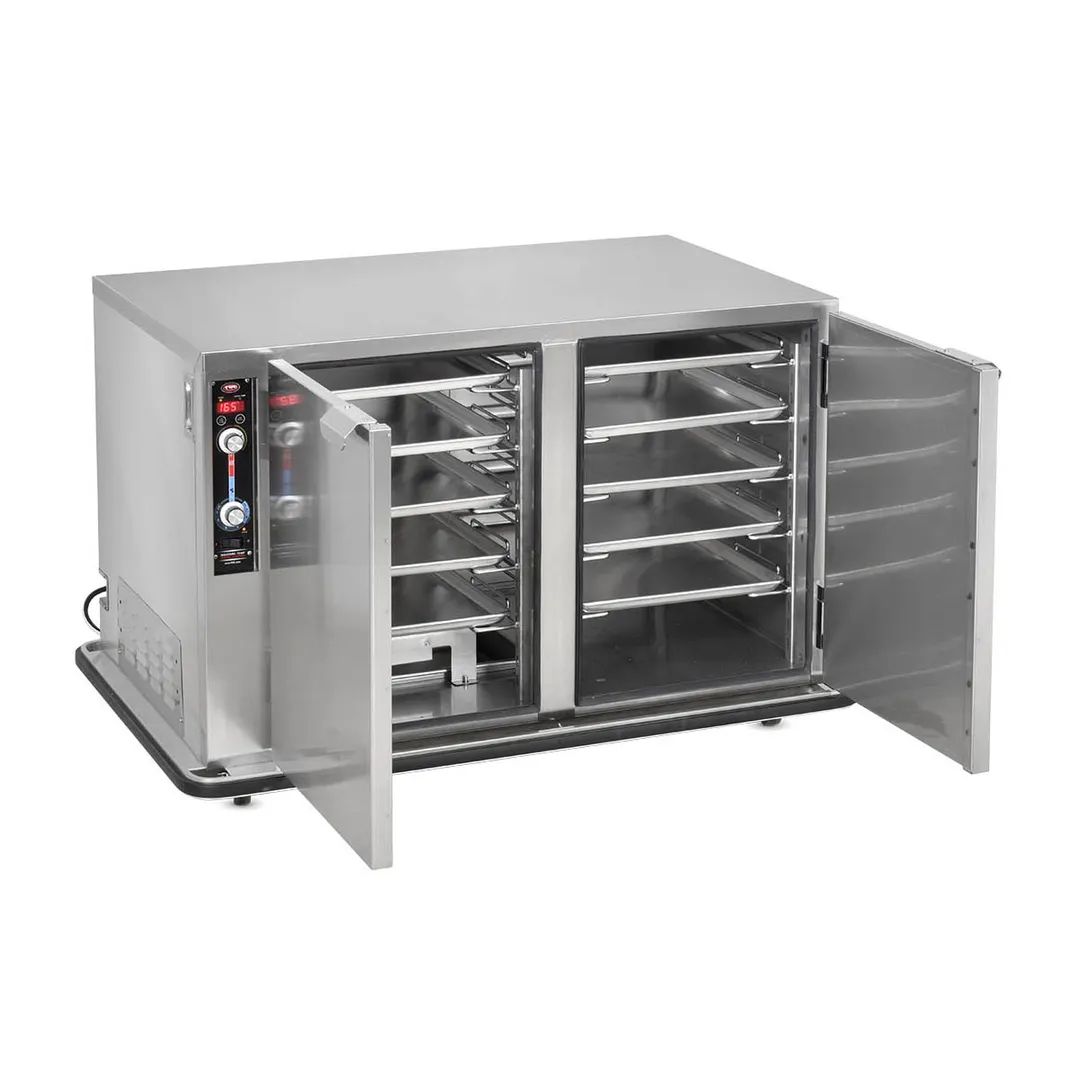 FWE MT-1826-14 2-Section 2-Door Heated Holding Cabinet, Stainless Steel, 12-Pan (12" x 20") Capacity, Adjustable Slides