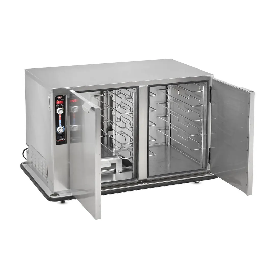 FWE MT-1826-14 2-Section 2-Door Heated Holding Cabinet, Stainless Steel, 12-Pan (12" x 20") Capacity, Adjustable Slides