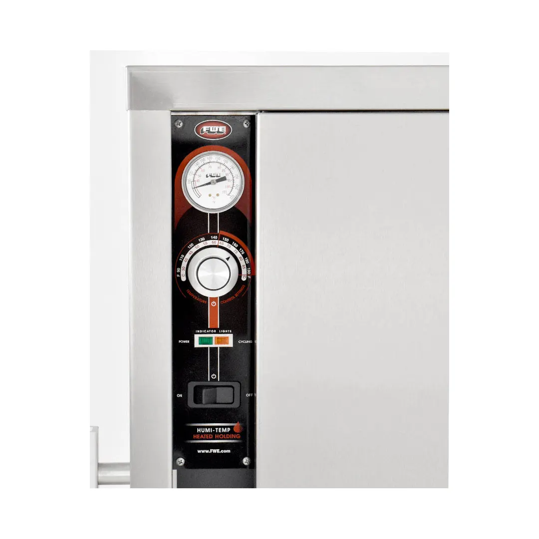 FWE P-108 1-Section 1-Door Heated Banquet Cabinet, 108 Plate Capacity, Humidity Controls, 6" Casters