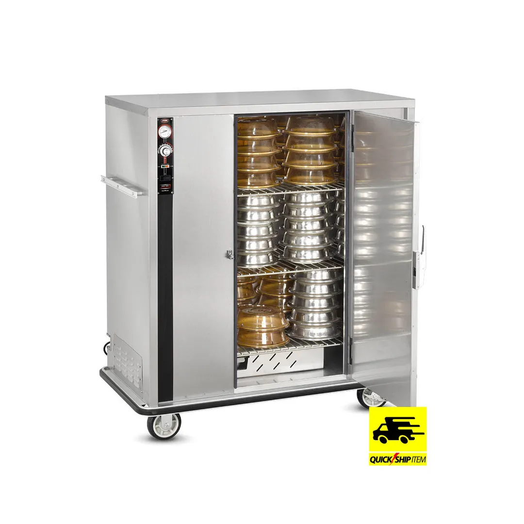 FWE P-120 55"-60" 1-Door Solid Heated Cabinet, 96-120 Plate Capacity, Stainless, 6" Casters