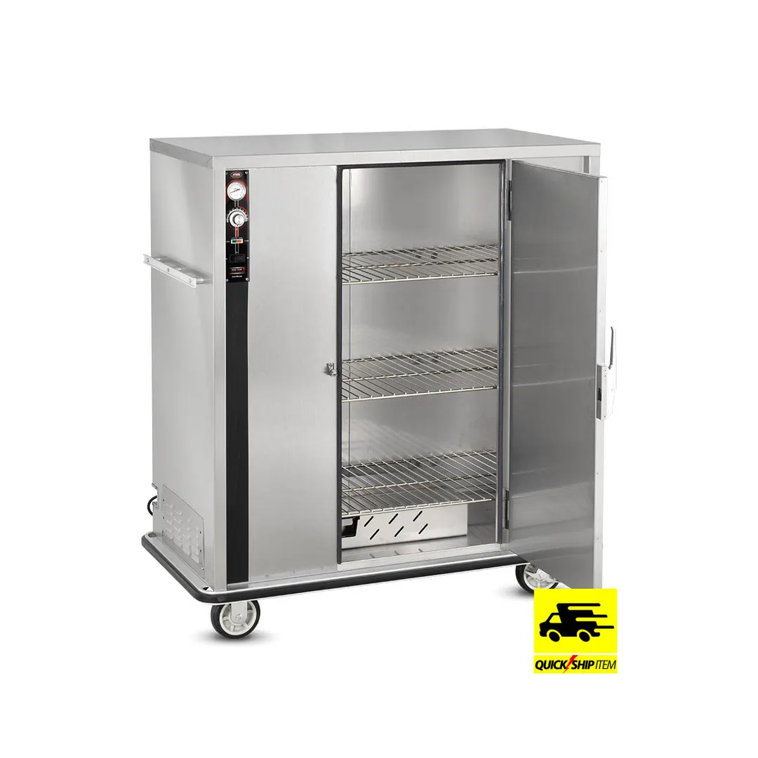 FWE P-120 55"-60" 1-Door Solid Heated Cabinet, 96-120 Plate Capacity, Stainless, 6" Casters