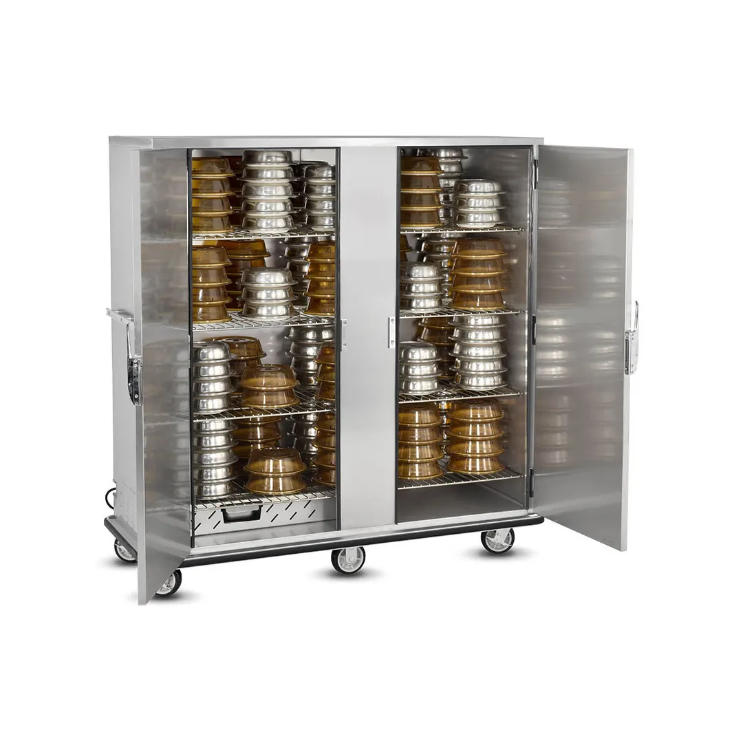 FWE P-200-2-XL Full 2-Door Heated Cabinet, 200 Plate Capacity, Humidity, 4 Shelves, 6" Casters