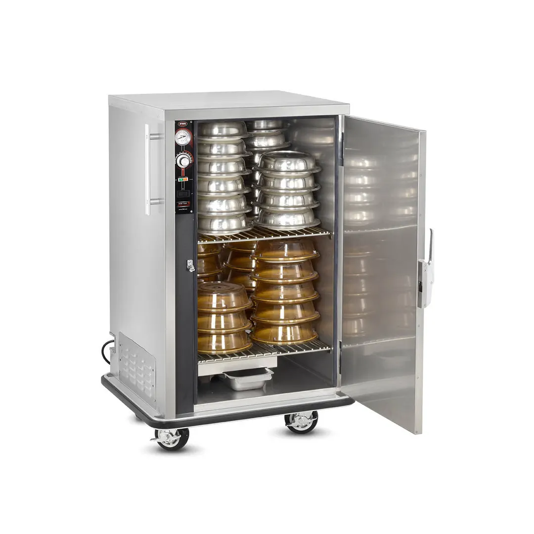 FWE P-48 1-Door Heated Banquet Cabinet, 48‑Plate Capacity, Stainless Steel, Controls, 6" Casters