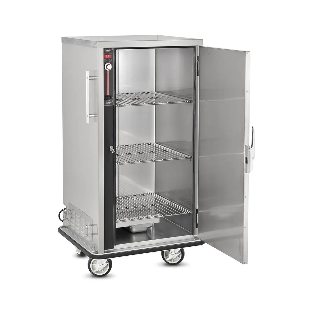 FWE P-60 55"-60" 1-Door Heated Banquet Cabinet, 60 Plate Capacity, Thermostat Control, 6" Casters