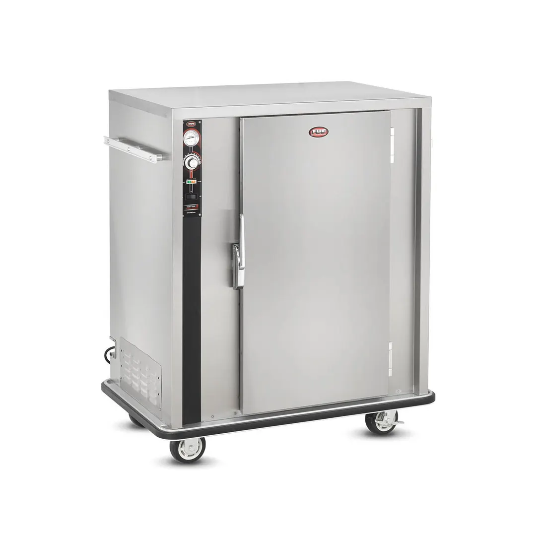 FWE P-72 1Sec 1-Door Banquet Cab 49"-54" H 72 Plate Capacity Stainless Electric Controls 6" Casters
