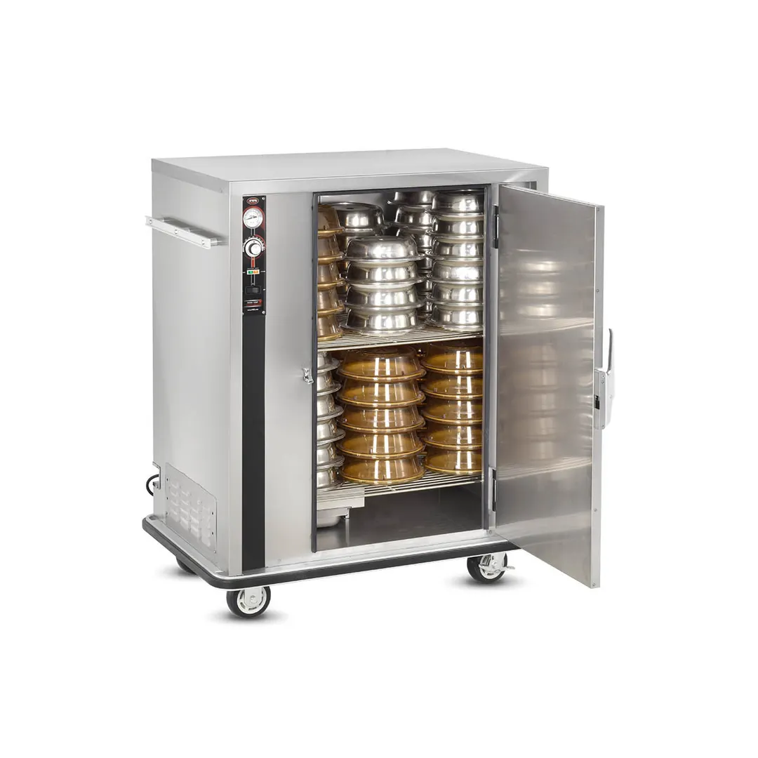 FWE P-72 1Sec 1-Door Banquet Cab 49"-54" H 72 Plate Capacity Stainless Electric Controls 6" Casters