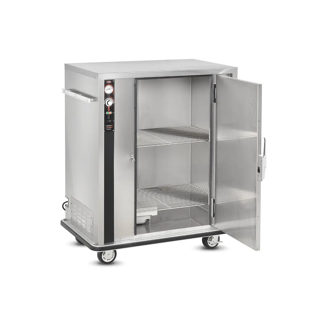 FWE P-72 1Sec 1-Door Banquet Cab 49"-54" H 72 Plate Capacity Stainless Electric Controls 6" Casters