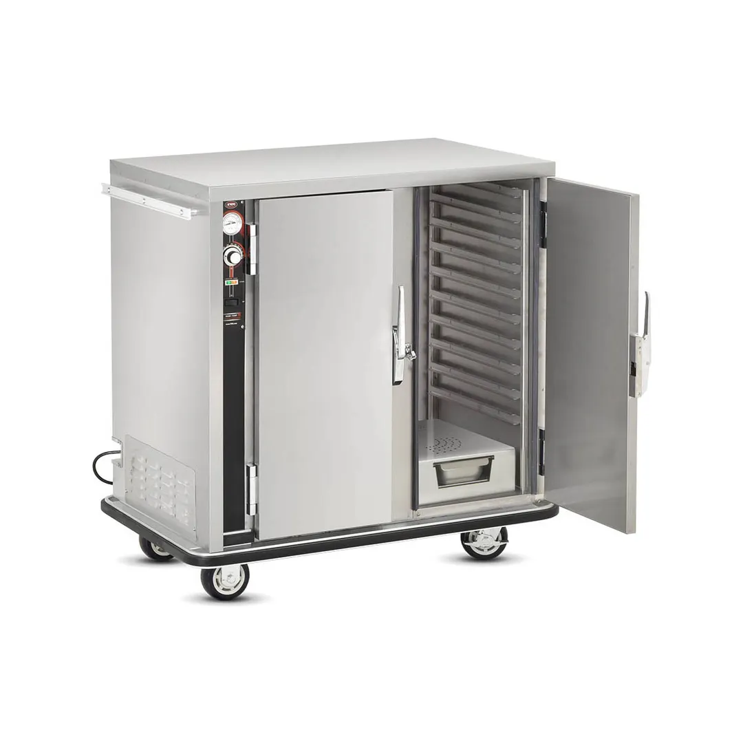 FWE PS-1220-20 2-Section, 2-Door Solid Heated Holding Cabinet, 20-Pan (12"x20") Capacity, Stainless Steel