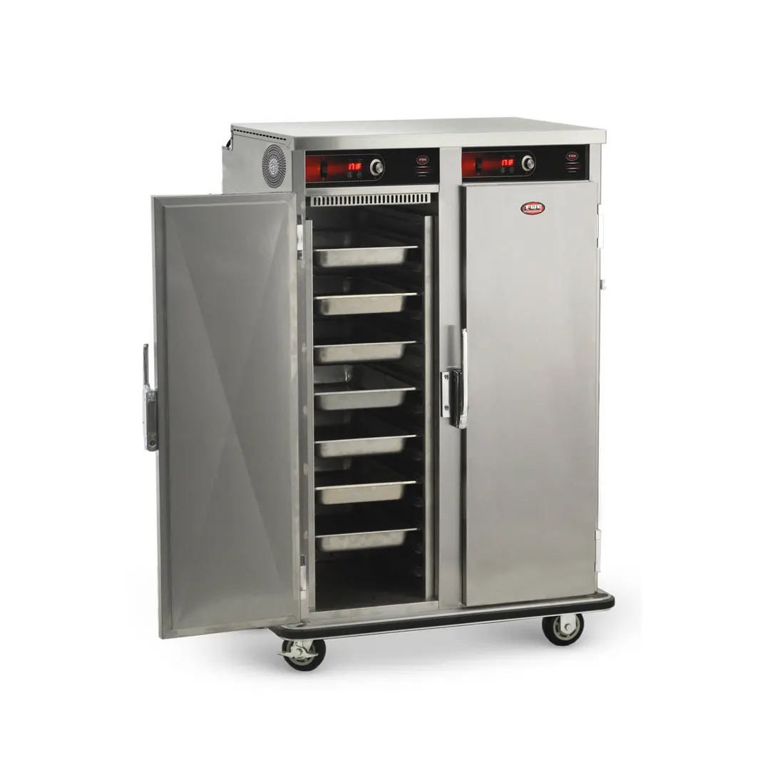 FWE PST-16-16 2-Compartment Heated Holding Cabinet, 55-60" H, 2-Door, Solid Doors, 16 GN 1/1 Pans, Stainless Steel