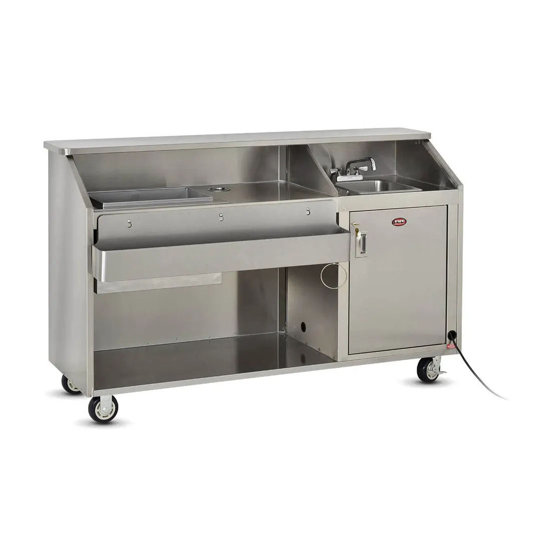FWE SBBC-6 50 lb. Ice Bin Removable Speed Rack-72" Portable Bar-Stainless Steel Exterior