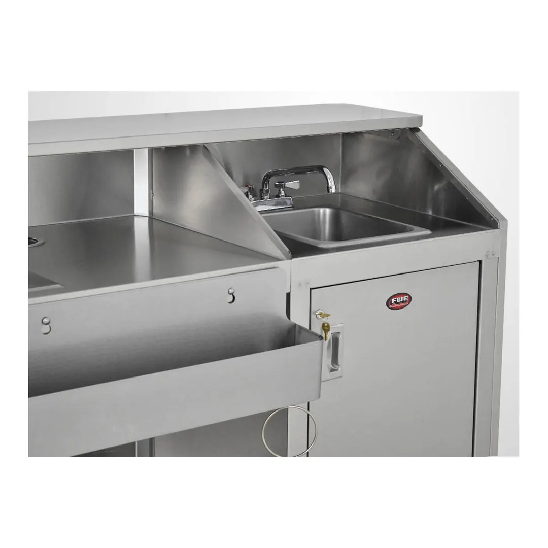FWE SBBC-6 50 lb. Ice Bin Removable Speed Rack-72" Portable Bar-Stainless Steel Exterior