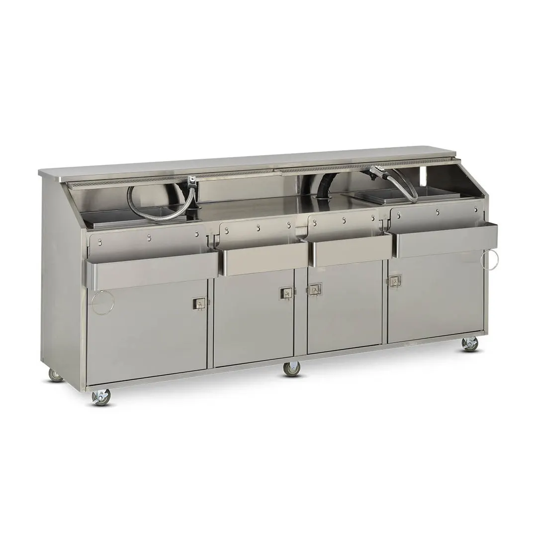 FWE SBBC-8 (2) 50 lb. Ice Bin Removable Speed Rack-95" Portable Bar-Stainless Steel Exterior