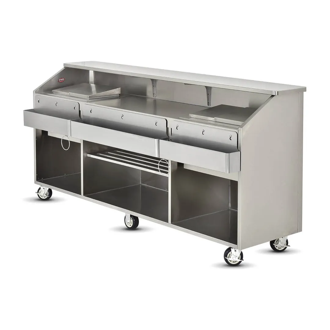 FWE SCB-8 (2) 60 lb. Ice Bin Removable Speed Rack-96" Portable Bar-Stainless Steel Exterior