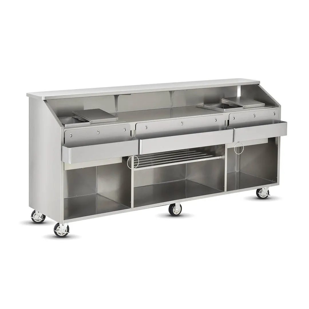 FWE SCB-8 (2) 60 lb. Ice Bin Removable Speed Rack-96" Portable Bar-Stainless Steel Exterior