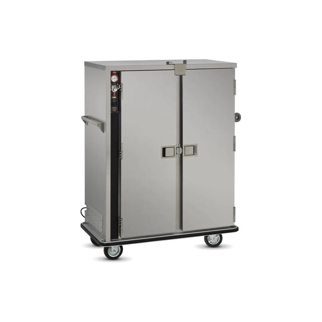 FWE TS-1418-30 Stainless Steel 30 Tray Heated Meal Delivery Cart w/ 2 Doors