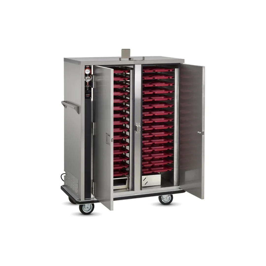 FWE TS-1418-30 Stainless Steel 30 Tray Heated Meal Delivery Cart w/ 2 Doors