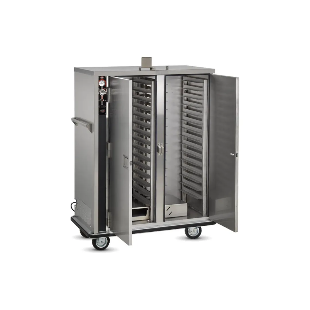 FWE TS-1418-30 Stainless Steel 30 Tray Heated Meal Delivery Cart w/ 2 Doors