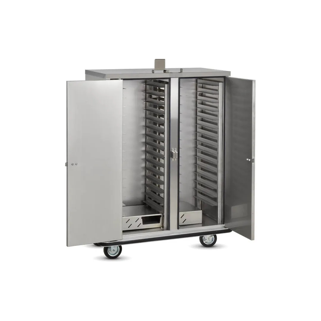 FWE TS-1418-30 Stainless Steel 30 Tray Heated Meal Delivery Cart w/ 2 Doors