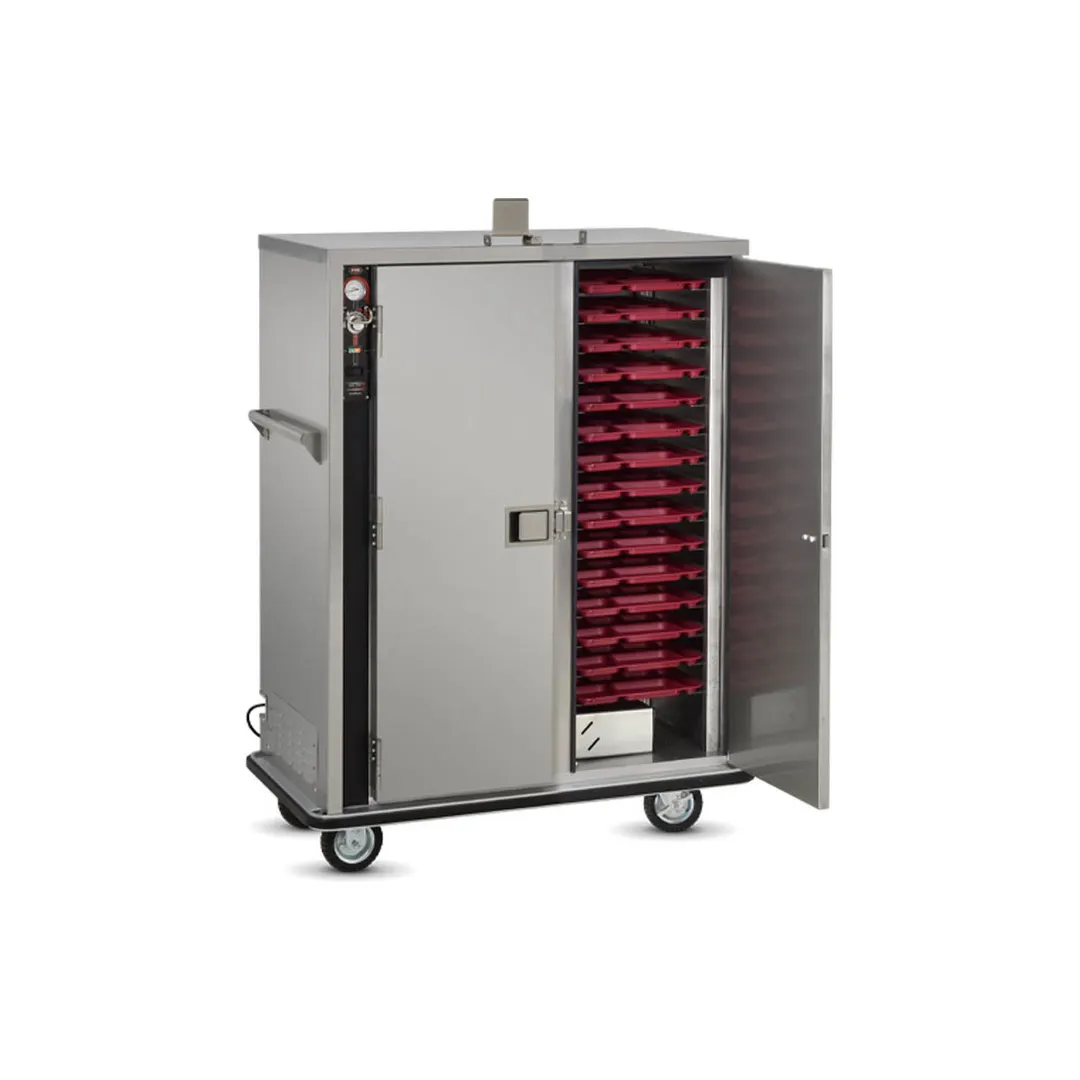 FWE TS-1418-30 Stainless Steel 30 Tray Heated Meal Delivery Cart w/ 2 Doors