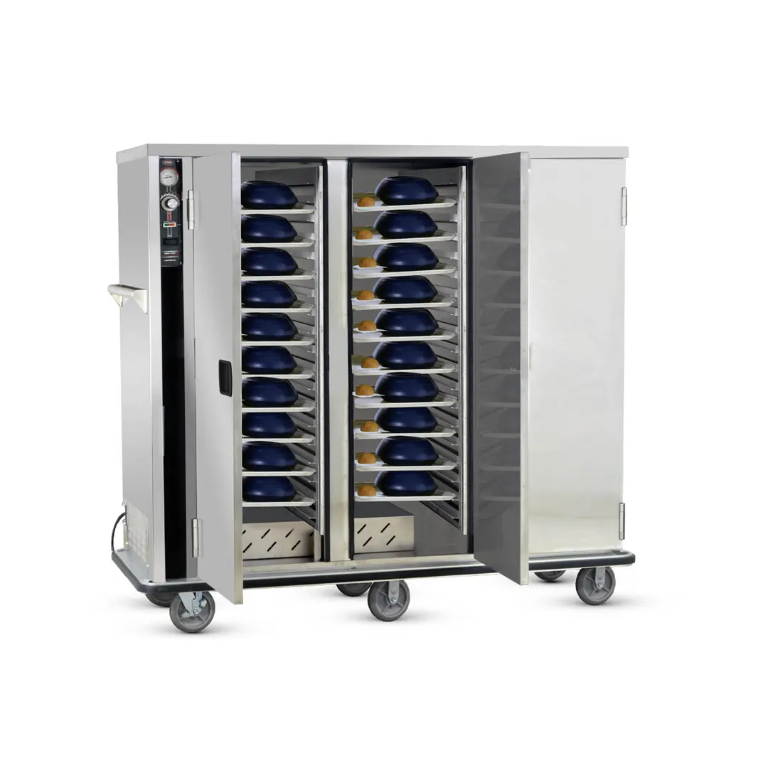 FWE TS-1418-45 Stainless Steel 45 Tray Heated Meal Delivery Cart w/ 3 Doors