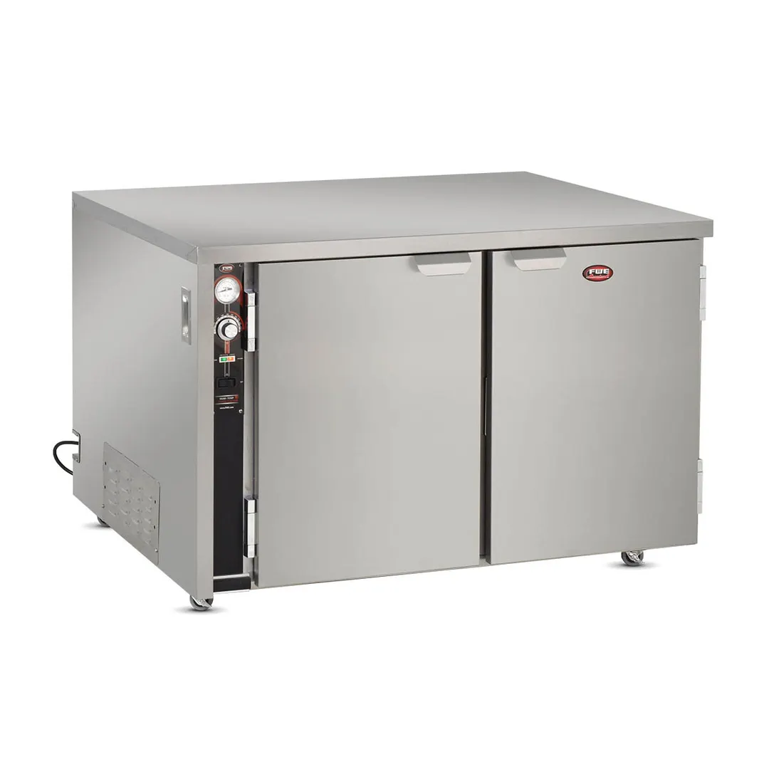 FWE TS-1633-28 2-Door Heated Pizza Cabinet, 28 16" Pans/18" Boxes, 14 18"×26" Trays, Stainless Steel