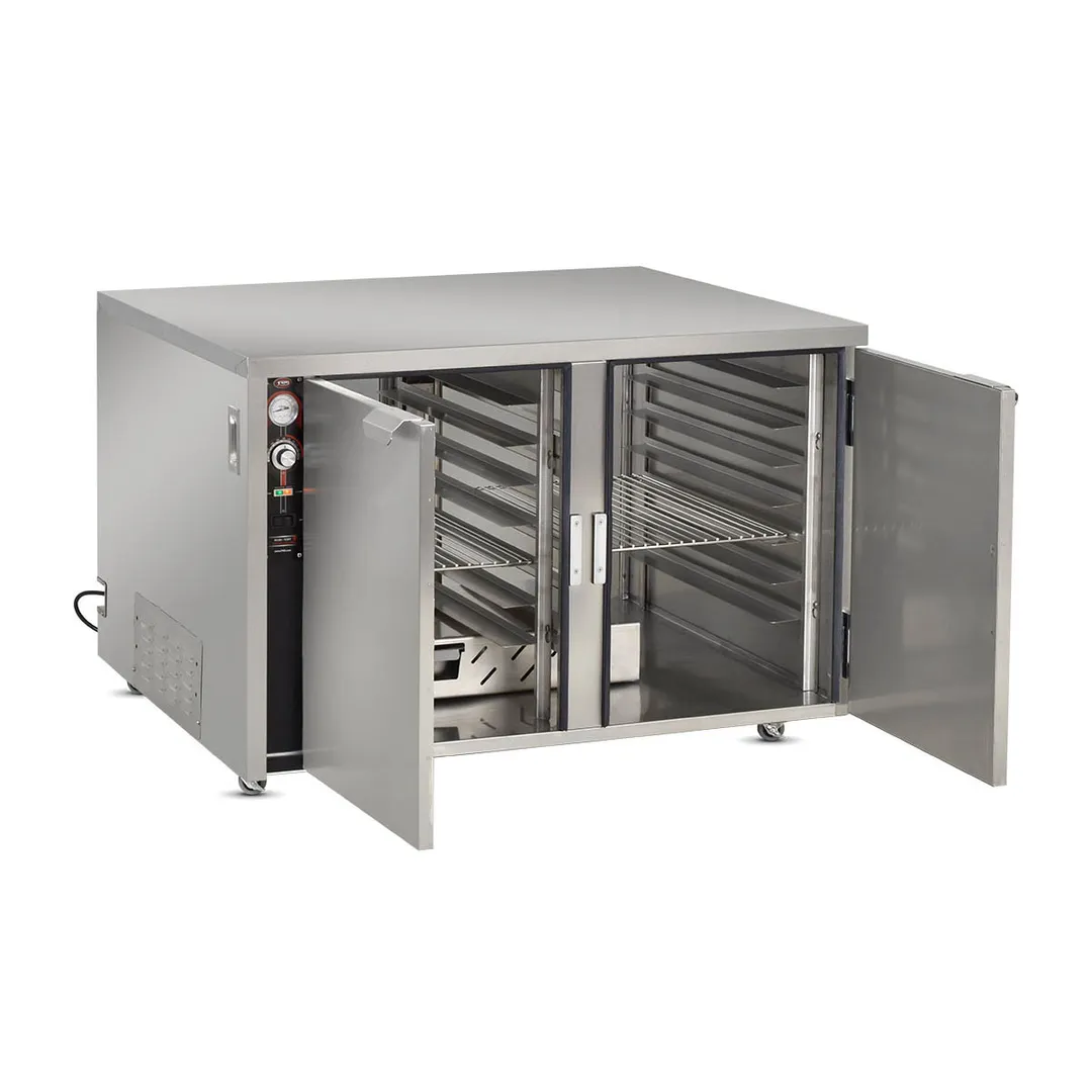 FWE TS-1633-28 2-Door Heated Pizza Cabinet, 28 16" Pans/18" Boxes, 14 18"×26" Trays, Stainless Steel